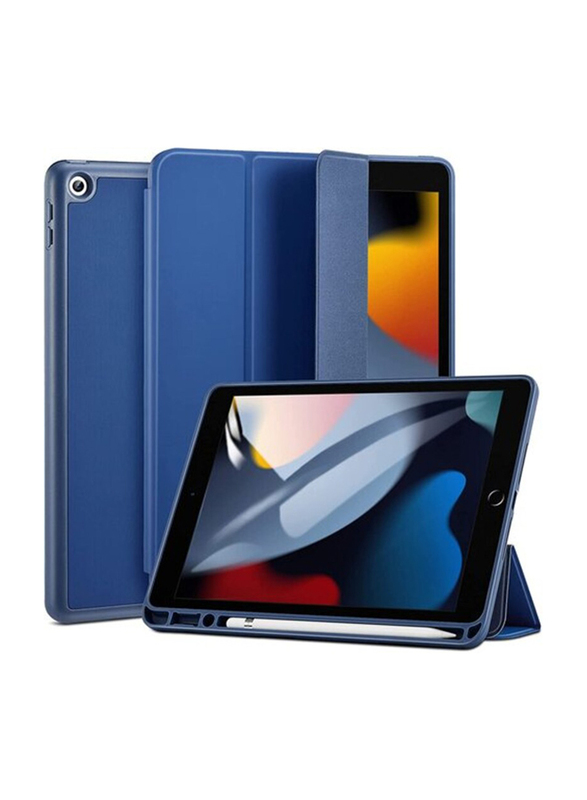 Esr Apple iPad 9/8/7 Gen 10.2-inch 2021/2020/2019 Trifold Stand Auto Sleep Wake Rebound Series Tablet Flip Case Cover with Pencil Holder, Blue