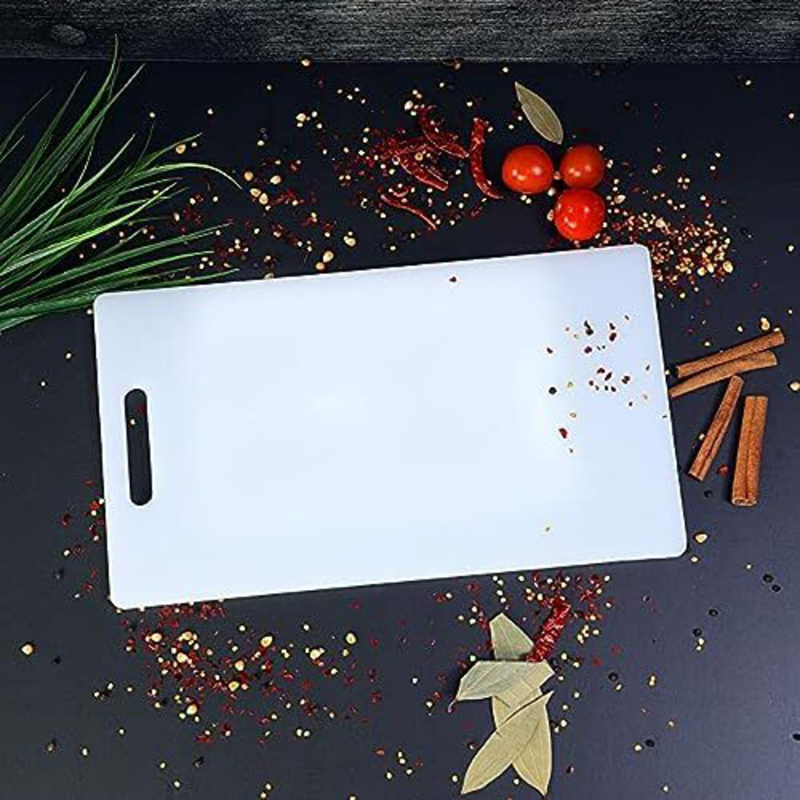 Ecvv Plastic Cutting Chopping Board With Non Slip Base, White