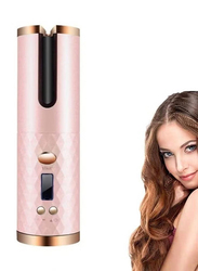 Automatic Cordless Auto Hair Curler with LCD Display & Accessories, Pink