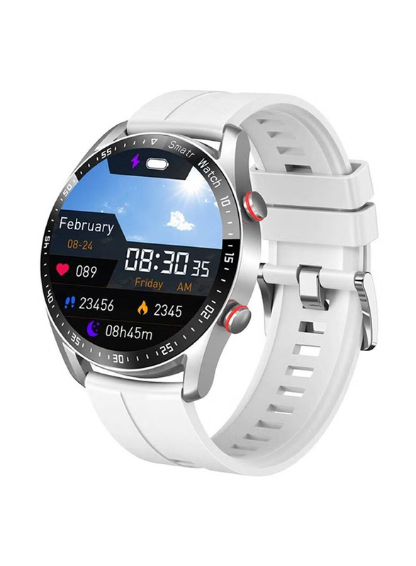 Bluetooth Voice Call HD Full Touching Screen Fitness Trackers with Smart Reminder Heart Rate Sleep Monitor IP67 Waterproof Fitness Smartwatch, Silver