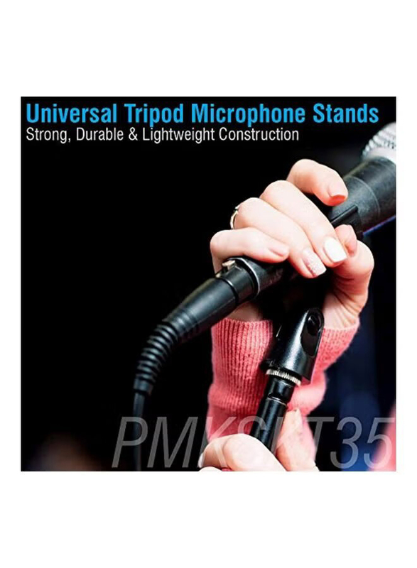 Pyle Adjustable Tripod Microphone Stand, PMKSKT35, Black/Silver