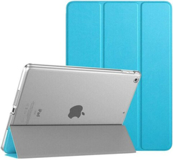 Apple iPad 7th/8th Gen Slim Translucent Frosted Back Protective Smart Case Cover, Blue