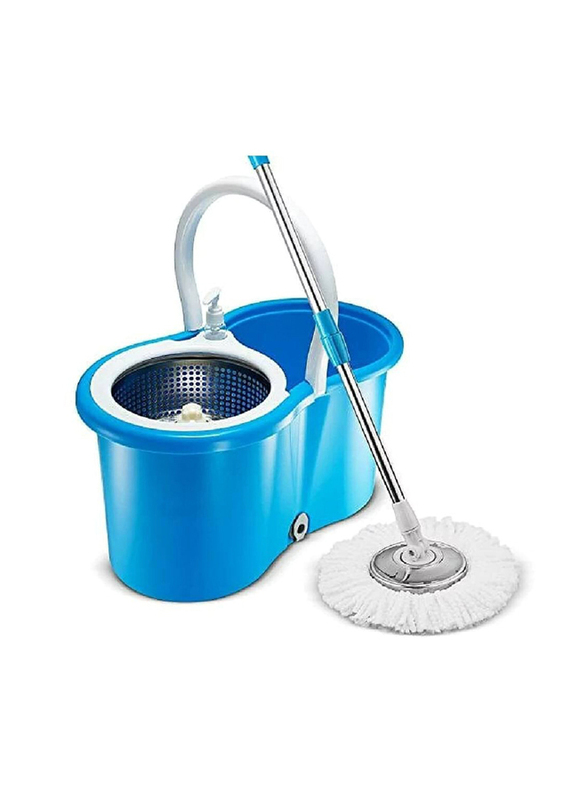 Spin Mop With Bucket For Floor Cleaning Microfiber Mops & Bucket with Wringer Set, Blue/White