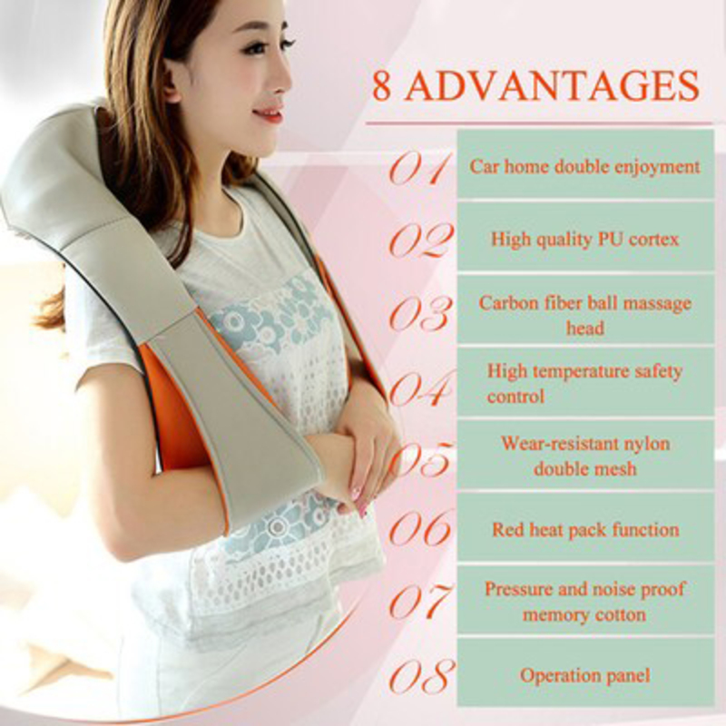 Cervical Kneading Massage Shawl Multifunctional Red Light Heating Neck Shoulder Waist Full Body Massager, One Size, Beige