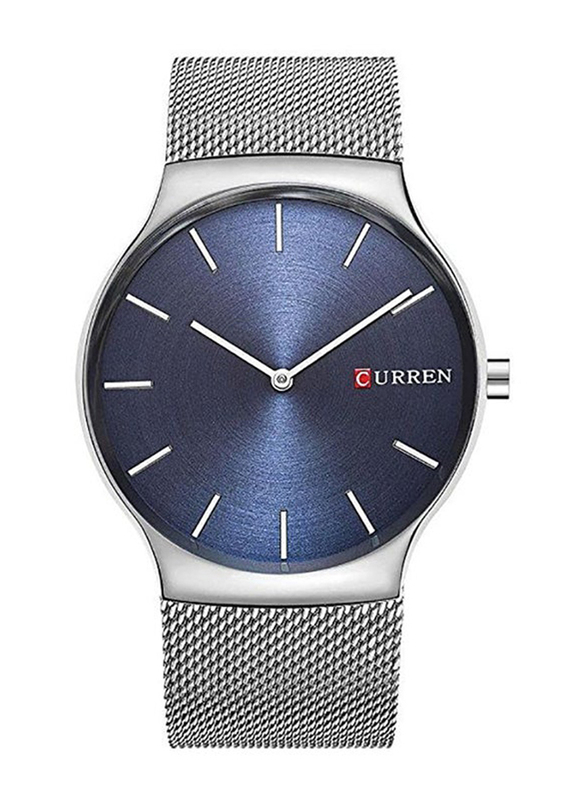 Curren Analog Watch for Men with Metal Band, 2724645858274, Silver-Blue