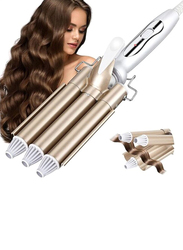 3 Barrel Hair Waver Temperature Adjustable Ceramic Hair Curling Iron, White