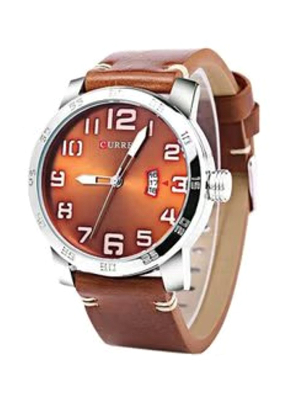 Curren Analog Watch for Men with Leather Band, 2724468937712, Brown