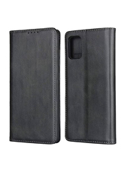 Samsung Galaxy A51 Leather Wallet Flip Mobile Phone Case Cover, Black