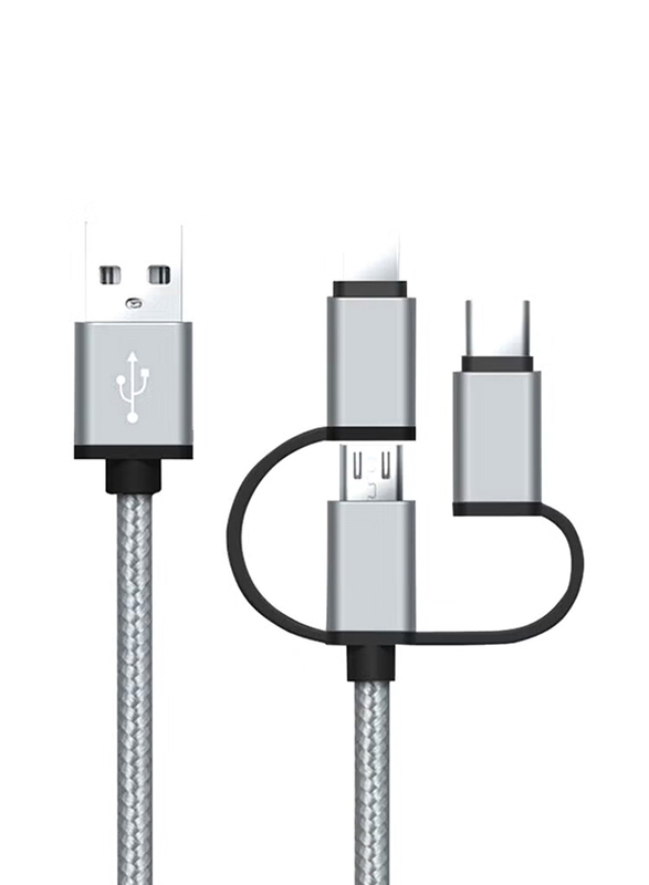 Multi-interface Data Sync Charging Cable, USB Type A to Multiple Type for Smartphones/Tablets, Grey