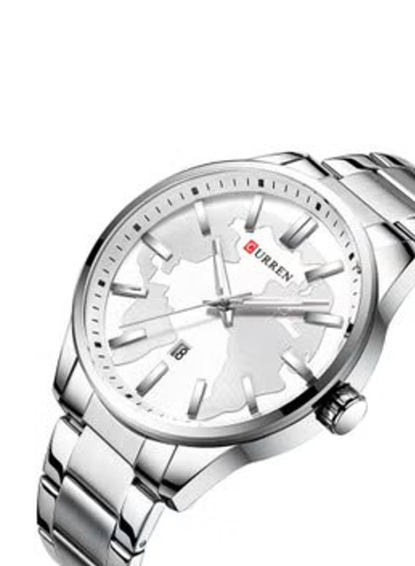 Curren Analog Watch for Men with Stainless Steel Band, Water Resistant, 8366, Silver