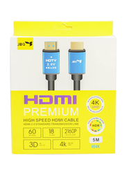 Jbq 5-Meter UHD HDMI Cable, Premium High-Speed HDMI to HDMI for Display Devices, Black/Blue