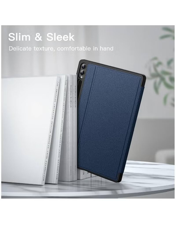 12.4-inch Samsung Galaxy Tab S9 Plus Slim Folio Stand Protective Multi-Angle Viewing Tablet Case Cover with S Pen Holder, Navy Blue
