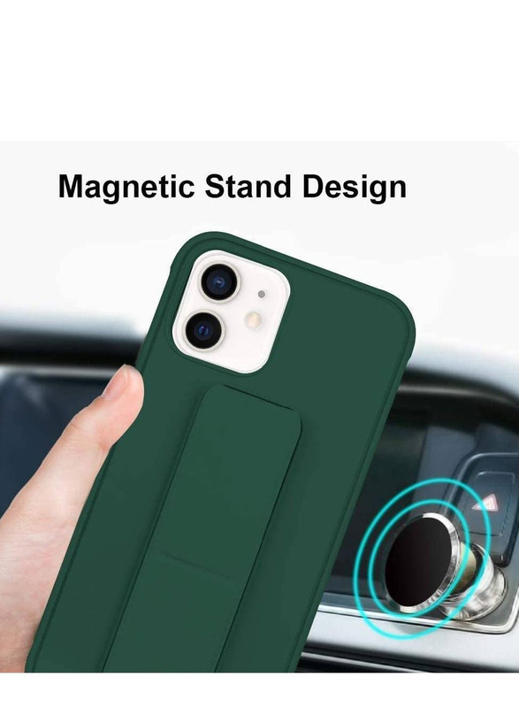 Apple iPhone 12 Pro Max Protective Mobile Phone Case Cover with Finger Grip Stand, Green