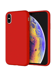 Apple iPhone X/Xs Microfiber Lining Silicone Protective Mobile Phone Back Case Cover, Red