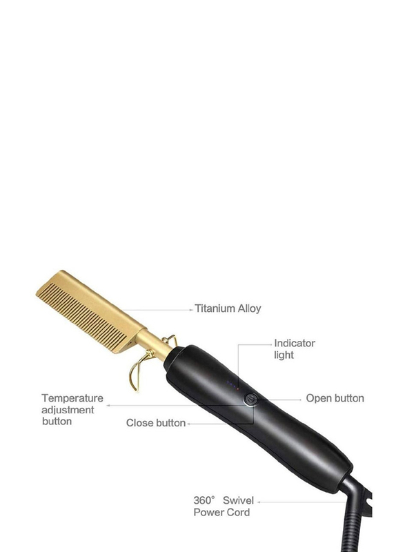 Xiuwoo Hair Straightener Comb, Gold/Black