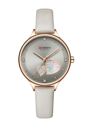 Curren Analog Watch for Women with Leather Band, J-4817W, Grey