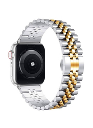 Replacement Stainless Steel Magnetic Metal Strap for Apple Series 8/7/6/5/4/SE 45mm/44mm/42mm/Ultra Watch 49mm, Silver/Gold