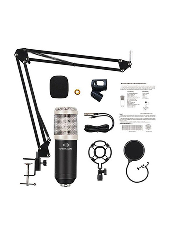 Studio Recording Condenser Microphone Kit, 5 Pieces, Black/Silver