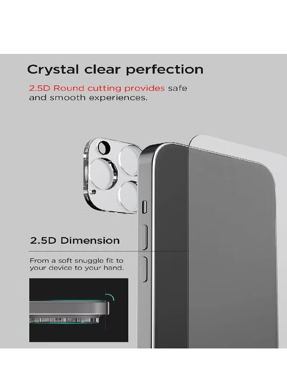 Apple iPhone 14 Pro MagSafe Mobile Phone Case Cover with Tempered Glass Screen Protector and Camera Lens Protector, Clear