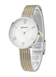 Curren Analog Watch for Women with Stainless Steel Band, CLL26, Multicolour-White
