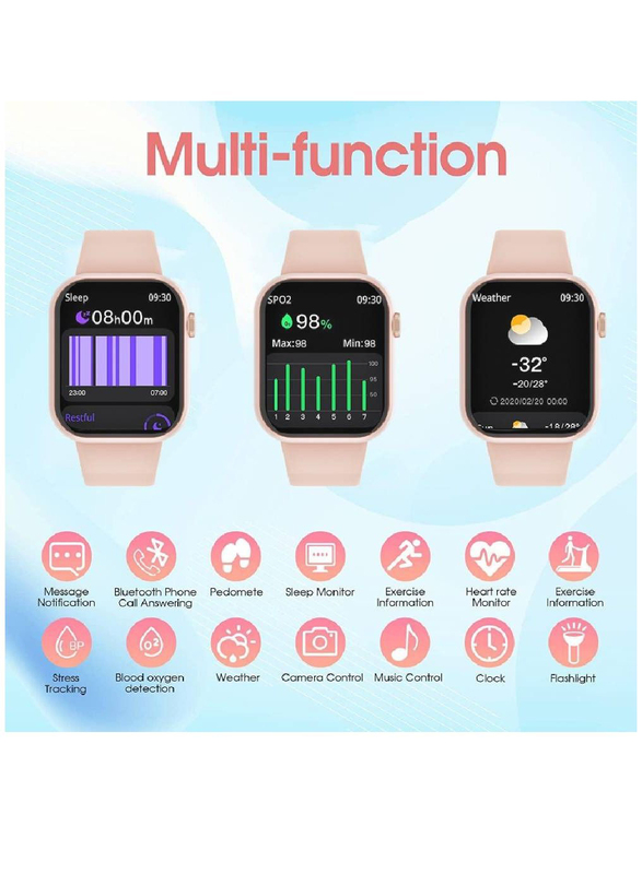 Full Touch Ip67 Waterproof Activity Tracker Pedometer Sleep Monitor Smartwatch, Pink