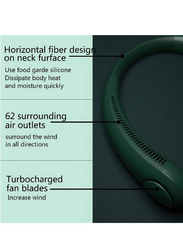 Portable Hands Free Neck Fan with Bladeless 360° Cooling, USB Rechargeable Headphone Design and 3 Wind Speed for Outdoor/Indoor, Green