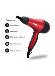 Geepas 2 Speed 3 Heat Cool Shot Ionic 2000W Hair Dryer, Red