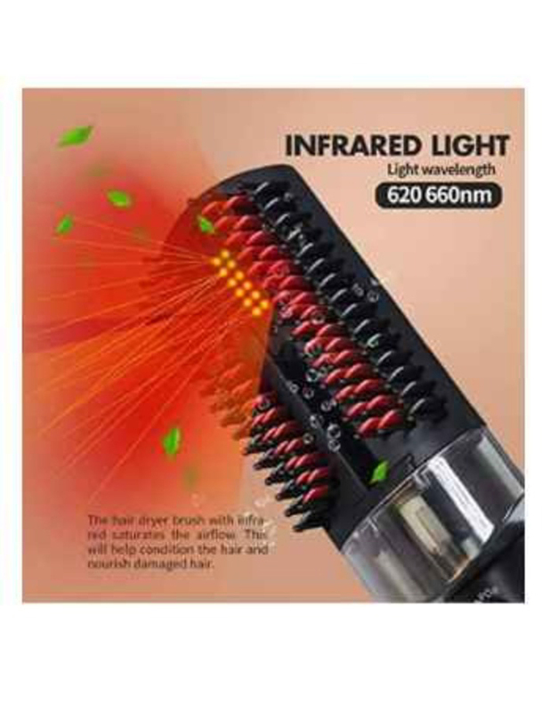 Professional 3 in 1 Steam Hair Dryer Brush With Infrared Light & Steam Spray Hot Air Comb, Black