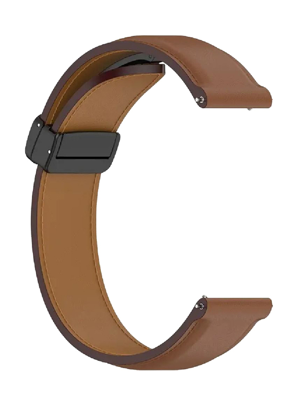 Perfii Genuine Cow Leather Watch Strap for Huawei Watch Buds/Watch GT Active/Watch GT Runner/Watch 2 Classic 22mm, Brown