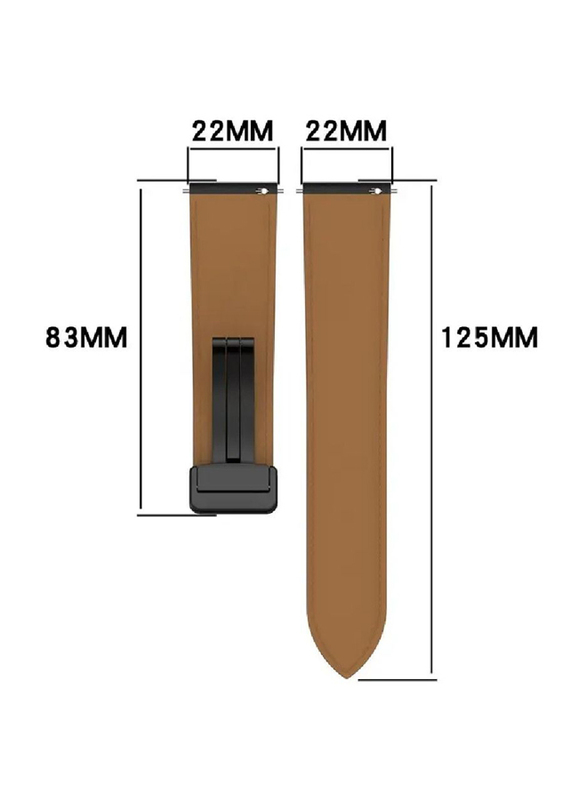 Perfii Genuine Cow Leather Watch Strap for Huami Amazfit GTR 4/GTR 4 Pro/GTR 3/GTR 3 Pro/GTR2/GTR2E 22mm, Brown