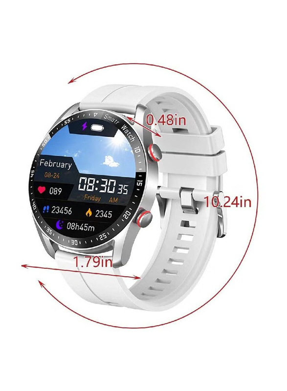 Bluetooth Voice Call HD Full Touching Screen Fitness Trackers with Smart Reminder Heart Rate Sleep Monitor IP67 Waterproof Fitness Smartwatch, Silver