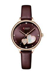 Curren Analog Watch for Women with Leather Band, Water Resistant, J-4817BU, Burgundy
