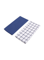 Dream Decor 2-Piece Kitchen Towel, White/Blue