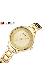 Curren Analog Watch for Women with Stainless Steel Band, Water Resistant, 9015, Gold