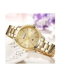 Curren Analog Watch for Women with Alloy Band, 9007, Gold