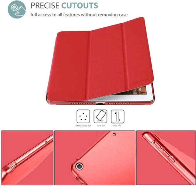 Apple iPad 9.7-inch 6th/5th Gen2018/2017 Ultra Slim Lightweight Stand Translucent Frosted Smart Tablet Flip Case Cover, Red