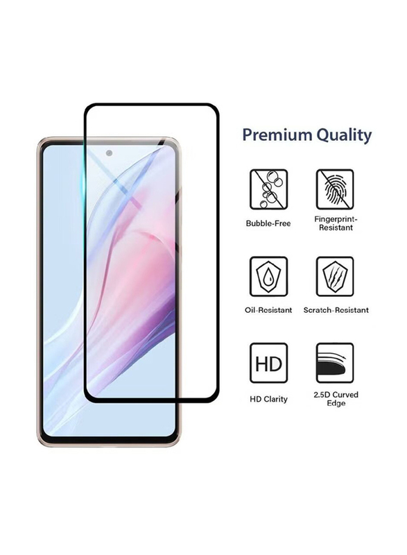 HYX Samsung Galaxy A54 Edge To Edge Anti Finger Print Tempered Glass Screen Protector, 2 Pieces, Clear/Black