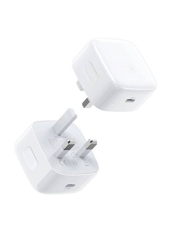Universal Travel Fast Charging Wall Charger with USB Type-C Plug for iPad Pro/iPad Mini/ iPhone 13 Pro/13 Pro Max/13, 2 Pieces, White