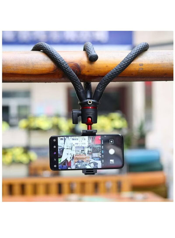 Universal Mini Flexible Tripod Stand with Hidden Phone Holder, Black