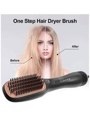 Arabest 3-In-1 Professional Negative Ion Ceramic Blow Hair Dryer Salon Styler Volumizer Brush for Straightening, Black/Pink