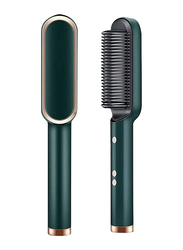 Ics Professional 2-in-1 Hair Straightener Brush With Built In Comb, Green