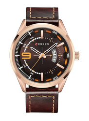 Curren Analog Watch for Men with Leather Band, 8295-3, Brown