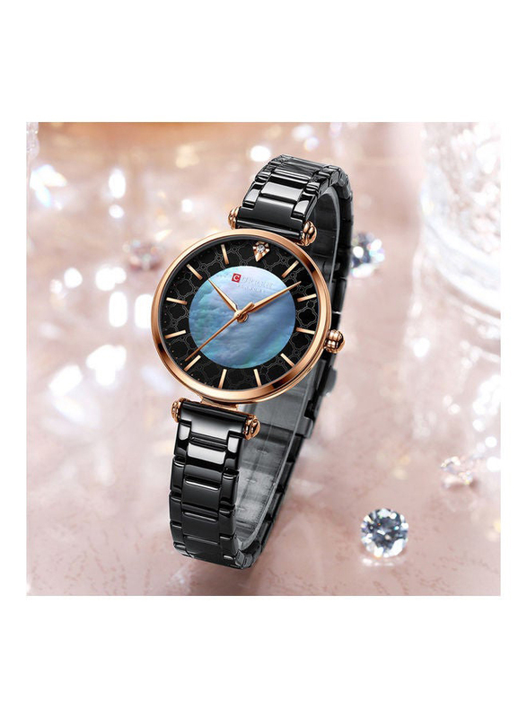 Curren Analog Watch for Women with Stainless Steel Band, Water Resistant, J-4637B, Blue-Black