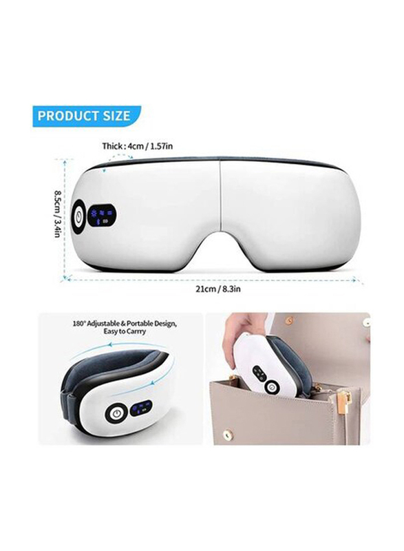 Rechargeable Eye Massager with Heat, One Size, White