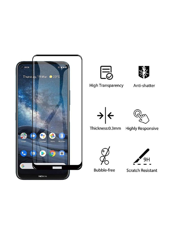 Nokia 8.3 5g 9H Hardness HD Tempered Glass Screen Protector, Clear/Black