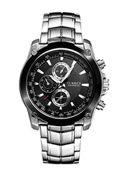 Curren Analog Watch for Men with Alloy Band, Water Resistant, 8025, Silver-Black