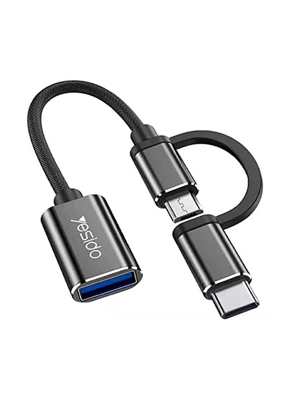 Yesido 2 in 1 OTG Super Fast USB 3.0 Data Transmission Cable Black