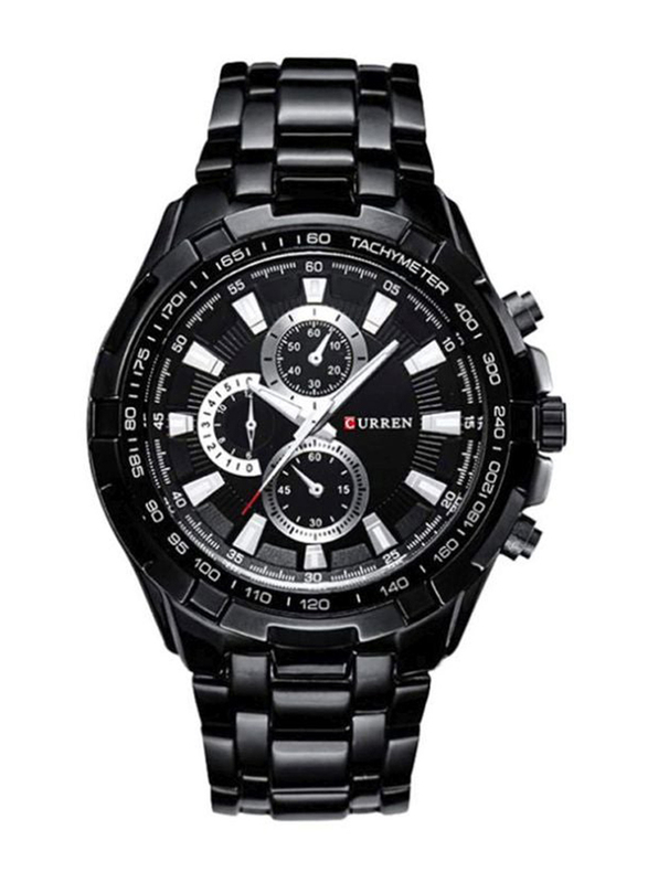 Curren Analog Watch for Men with Stainless Steel Band, Water Resistant and Chronograph, SW0115, Black