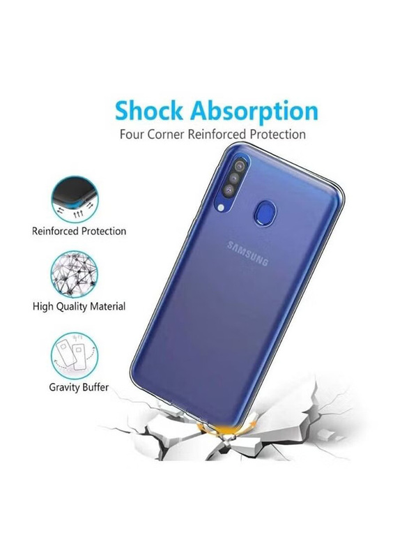 Samsung Galaxy M30 Crystal Clear Shockproof TPU Bumper Mobile Phone Case Cover, Transparent