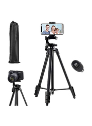 Extendable Phone Tripod Stand with Carry Bag Cell Phone Tripod with Wireless Remote, Black